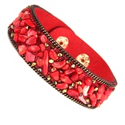 ( red)occidental style creative environmental crystal gravel bracelet man woman  Irregular color gem lovers bangle velve