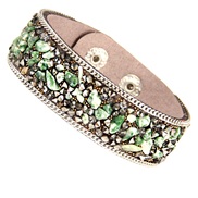 ( green)occidental style creative environmental crystal gravel bracelet man woman  Irregular color gem lovers bangle vel
