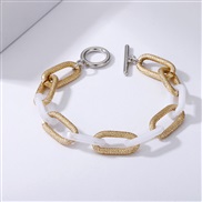 ( Golden white  Bracelet)occidental style frosting splice multicolor bracelet woman retro rainbow Acrylic aluminum chain