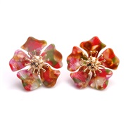 (red color )occidental style ethylic acid retro Acrylic Earring Alloy flowers leopard earrings personality exaggerating 