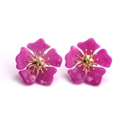( rose Red)occidental style ethylic acid retro Acrylic arring Alloy flowers leopard earrings personality exaggerating re