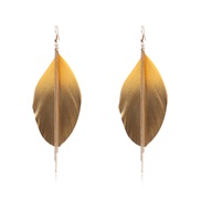 ( yellow)occidental style personality gold colorful sequin feather earrings long style chain Leaf stage