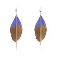( blue)occidental style personality gold colorful sequin feather earrings long style chain eaf stage