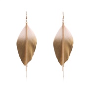 ( Beige)occidental style personality gold colorful sequin feather earrings long style chain eaf stage