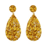 ( yellow)occidental style geometry drop Acrylic ear stud color  earrings Acetate sheet sequin exaggerating Earring woman