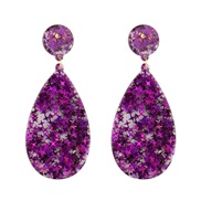 (purple)occidental style geometry drop Acrylic ear stud color    earrings Acetate sheet sequin exaggerating arring woman