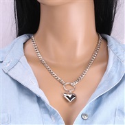 ( Silver necklace) occidental style trend love necklace woman  personality creative fashionins Peach heart clavicle chai