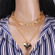 ( Gold necklace)occidental stylein wind Peach heart necklace retro heart-shaped pendant clavicle chain  overcoat sweater