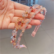 ( Pink)Korea transparent crystal Rhinestone beads Double row eadband girl student apan and Korea eadband