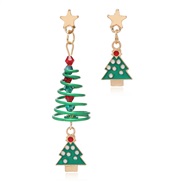 occidental style color Rhinestone creative christmas tree star earrings  fashion temperament arring
