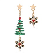 occidental style color Rhinestone creative christmas tree star earrings  fashion temperament arring