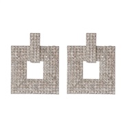 ( white)occidental style personality geometry square diamond super woman ear stud