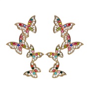 ( Color)occidental style Korean style earrings fashion personality woman earrings diamond butterfly temperament ear stud