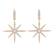( white)Korea earrings fashion personality woman earrings embed Rhinestone snowflake star temperament ear stud earring