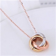 ( rose gold ) fine Korean style fashion concise sweetOL three color circle personality woman necklace