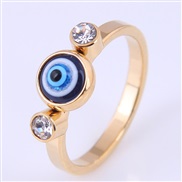 Korea fashion stainless steel concise diamond eyes personality ring