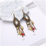 (E  Mixed color)occidental style retro drop samll Alloy earrings woman  leaves short style arring  creative samll gift
