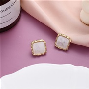( white)silver Earring temperament brief geometry square earrings retro color ear stud woman Acrylic Earring