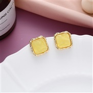 ( yellow)silver arring temperament brief geometry square earrings retro color ear stud woman Acrylic arring
