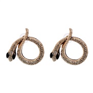 ( Pink) occidental style retro Alloy diamond animal samll snake woman ear stud earrings