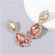 ( Rose Gold)occidental style colorful diamond series Alloy diamond glass diamond Rhinestone fully-jewelled geometry earr