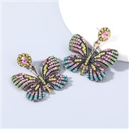( Color)occidental style trend colorful diamond series Alloy diamond Rhinestone butterfly earring earrings woman fashion