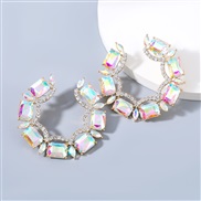 (AB color)occidental style super claw chain series Alloy diamond glass diamond Rhinestone Round earrings woman exaggerat