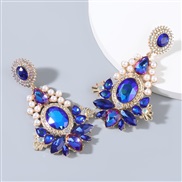( blue)fashion trendearrings Alloy diamond embed Pearl geometry earring earrings woman occidental style arring