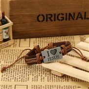 ( light brown)occidental style fashion personality weave Cowhide bracelet brief retro man woman
