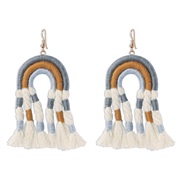 ( gray)occidental style fashion tassel earrings  handmade weave personality ear stud Bohemia ethnic style rainbow arring