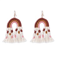 ( brown)occidental style fashion tassel earrings  handmade weave personality ear stud Bohemia ethnic style rainbow arrin