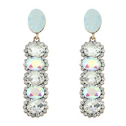 (AB color)occidental style retro palace wind luxurious colorful diamond earrings  long style Round gem earring banquet a