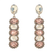 ( champagnecolor )occidental style retro palace wind luxurious colorful diamond earrings  long style Round gem earring b