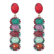 (red  Green color)occidental style retro palace wind luxurious colorful diamond earrings  long style Round gem earring b