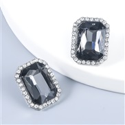 ( black)fashion wind Alloy diamond Acrylic square ear stud earrings woman occidental style retro Street Snap Earring