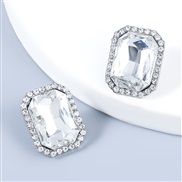 ( Silver)fashion wind Alloy diamond Acrylic square ear stud earrings woman occidental style retro Street Snap arring