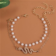 ( white)occidental style brief trend multilayer Pearl snake bracelet woman  Bohemia lovely personality animal fitting