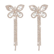 ( Gold)occidental style claw chain earrings  fully-jewelled butterfly tassel Earring temperament all-Purpose Ladies ear