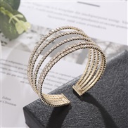( Gold)  bride Rhinestone Pearl multilayer bangle twining more row Pearl Rhinestone bracelet