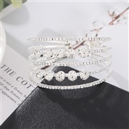 ( Silver) bride occidental style elasticity Rhinestone bracelet row  crystal fully-jewelled diamond bangle