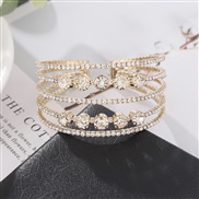 ( Gold) bride occidental style elasticity Rhinestone bracelet row  crystal fully-jewelled diamond bangle