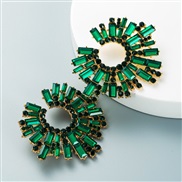 ( green)occidental style Alloy mosaic color Rhinestone sun flower earrings woman super arringearrings