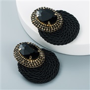 ( black)occidental style wind colorful diamond series personality exaggerating Round glass diamond earrings handmade wea
