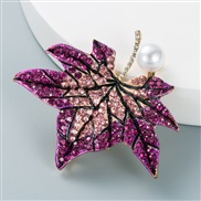 occidental style Autumn and Winter style leaf Modeling embed color Rhinestone Pearl brooch woman fashion trend flo