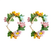 (yellow color )Autumn and Winter color flowers arring  Countryside temperament three-dimensional flower earrings women d