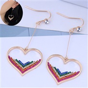 fine  Korean style fashion fineOL colorful diamond love  personality earrings