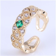 Korean style fashion gold plated embed Zirconium concise personality opening ring