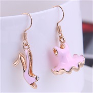 fine Korean style fashion concise High-heeled shoes  Dress asymmetry personality ear stud