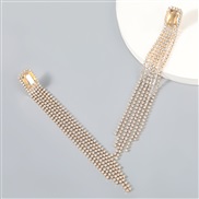( Gold)occidental style super claw chain series Alloy diamond Rhinestone tassel geometry earrings woman Earring