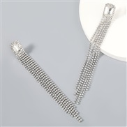 ( Silver)occidental style super claw chain series Alloy diamond Rhinestone tassel geometry earrings woman arring